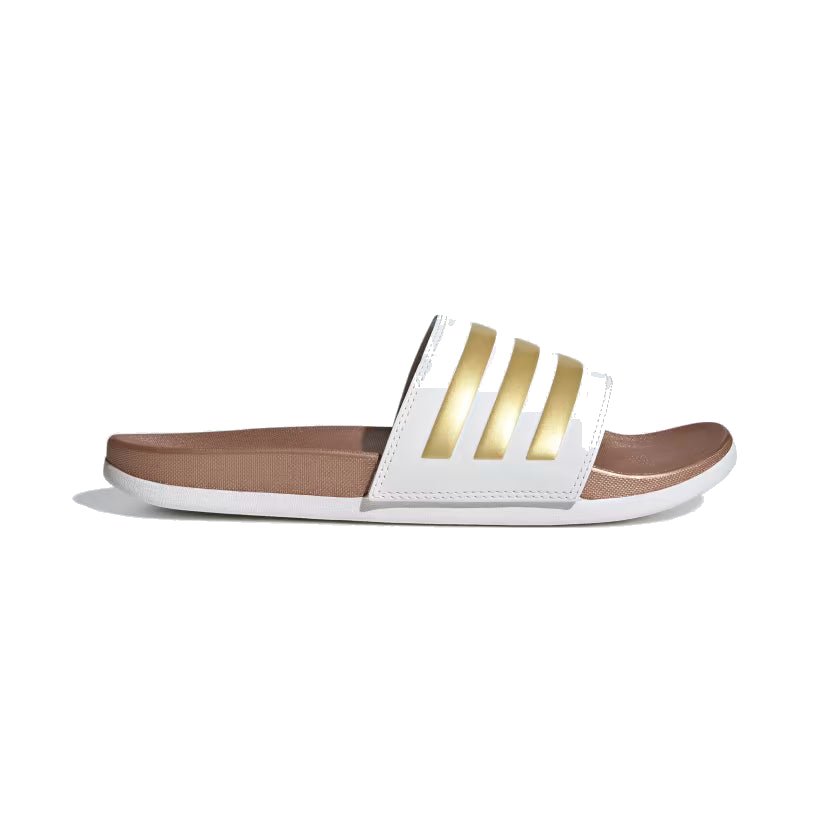(WMNS) adidas Adilette Comfort Slide 'White Matte Gold' H03618 - Image 2