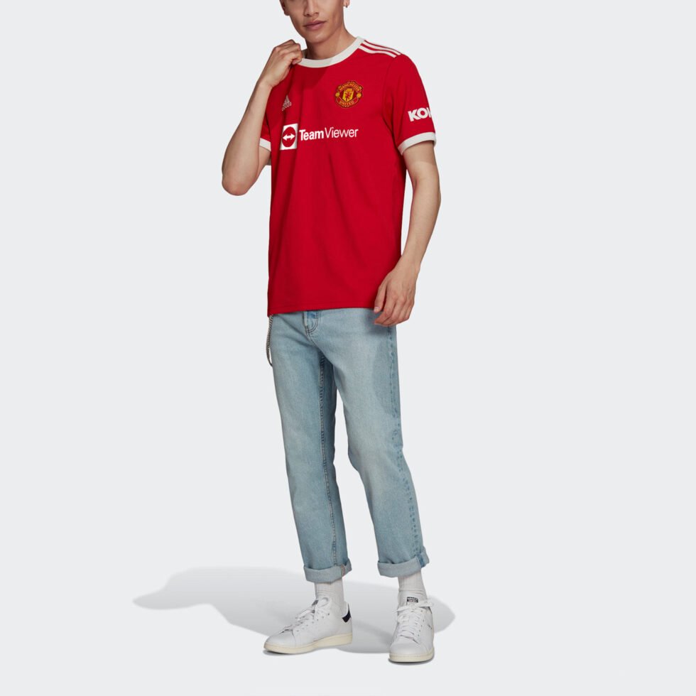 Men's adidas 21-22 Season Manchester United Home Fan Edition Sports Short Sleeve Red Jersey Asia Sizing H31447 - Image 6