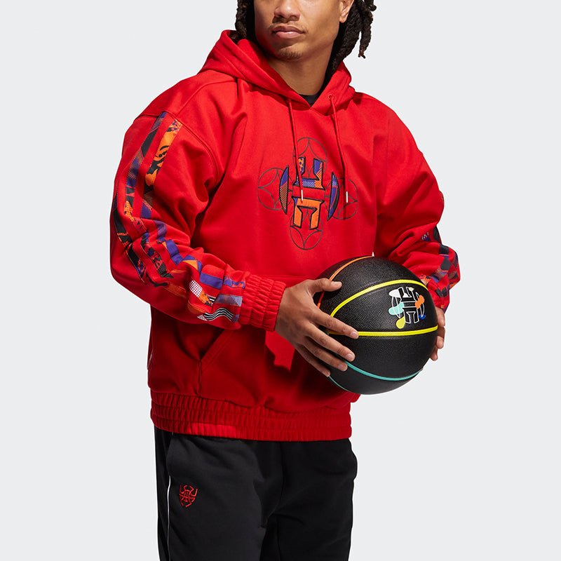 adidas Mic Harden Po Logo Basketball Sports Fleece Lined Red H37613 - Image 4