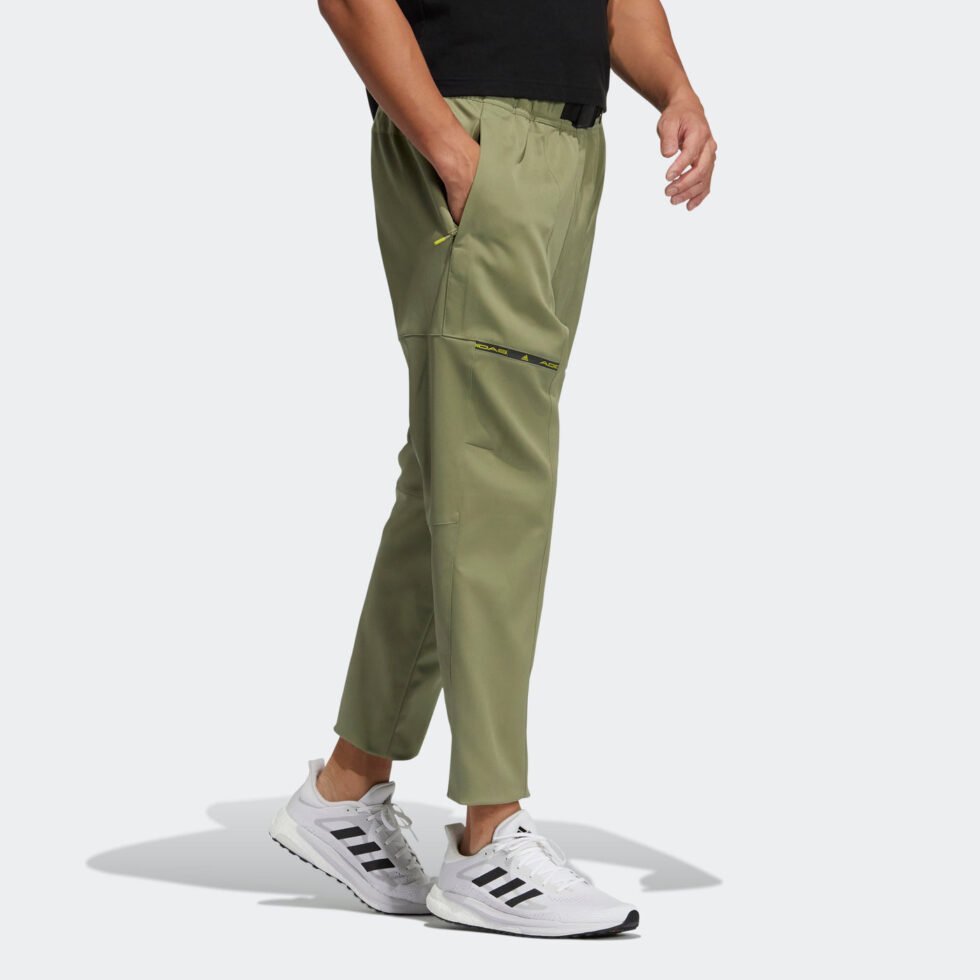 Men's adidas Th Qckdraw Pnt Running Training Woven Lacing Sports Pants/Trousers/Joggers Olive H40209 - Image 4