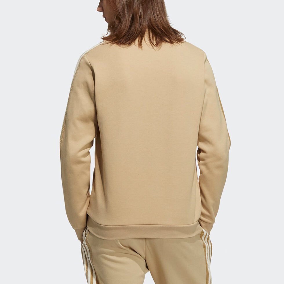 Men's adidas neo x SMILEY Crossover Smly Swt Smiling Face Printing Stripe Sports Round Neck Pullover Khaki H45522 - Image 3