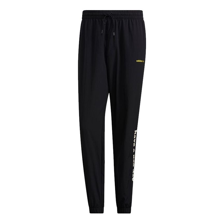 Men's adidas neo x SMILEY Crossover Smly Tp 2 Smiling Face Loose Bundle Feet Sports Pants/Trousers/Joggers Black H45542