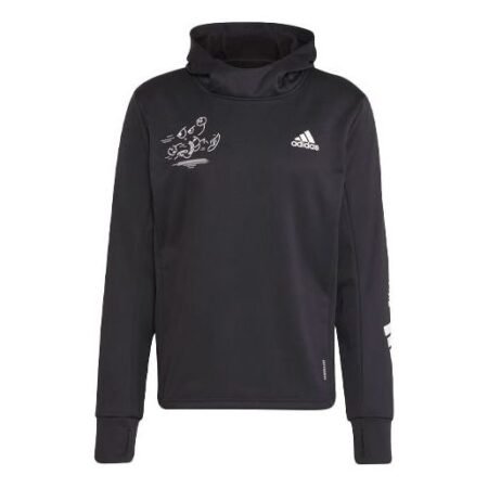 Men's adidas Pattern Printing Running Pullover Black H56313