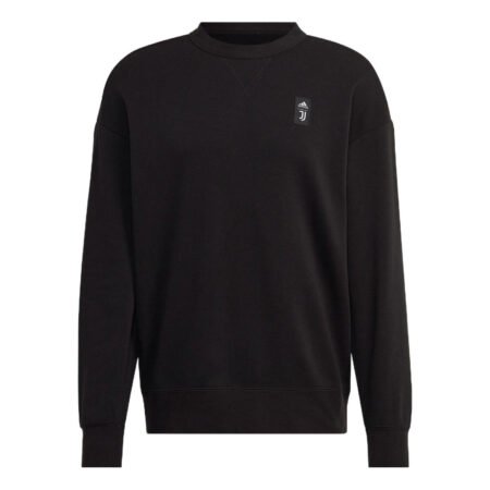 Men's adidas Juventus FW22 Pattern Printing Loose Round Neck Pullover Soccer/Football Black HD8866