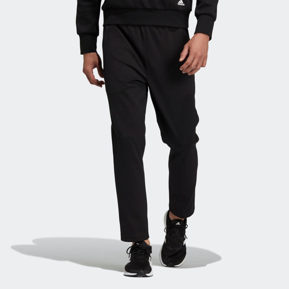 Men's adidas Wj Kn Pm Pnt Solid Color Training Running Sports Pants/Trousers/Joggers Black HE5124 - Image 2