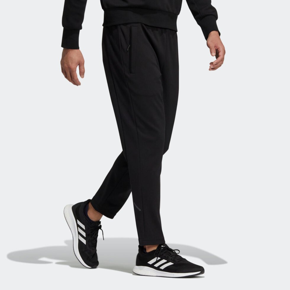 Men's adidas Wj Kn Pm Pnt Solid Color Training Running Sports Pants/Trousers/Joggers Black HE5124 - Image 4