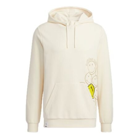 Men's adidas neo x SMILEY Crossover U Csmly Sw Smiling Face Printing Pullover Sports Creamy White HE7956