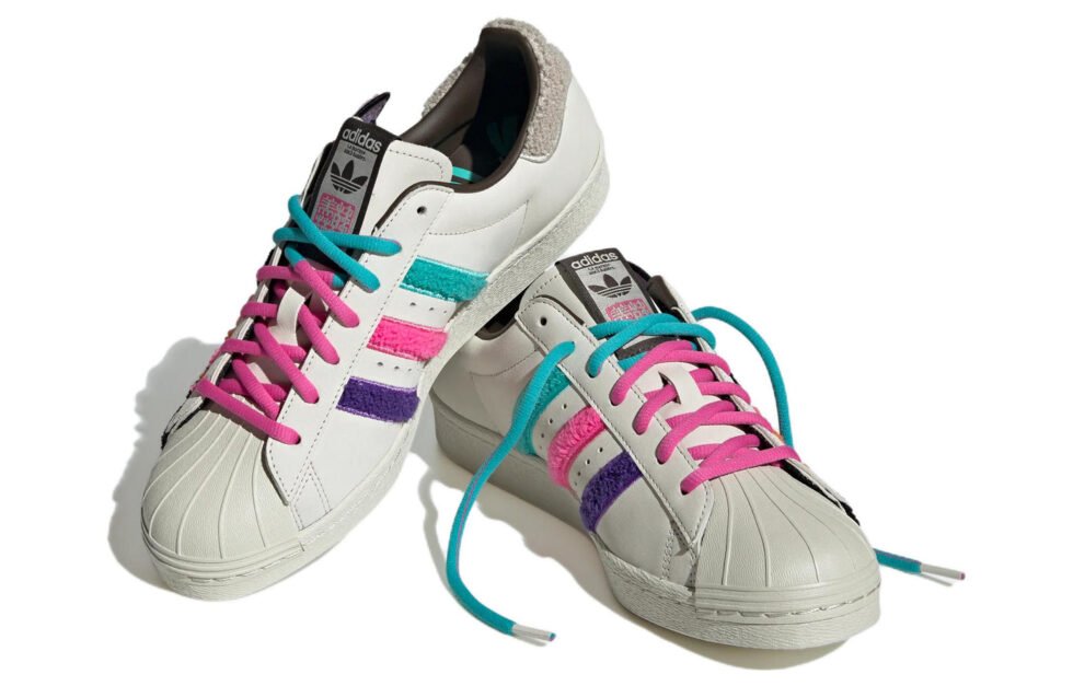 adidas originals Superstar 80s x Han Meilin 'White Black Pink' ID4386 - Image 3