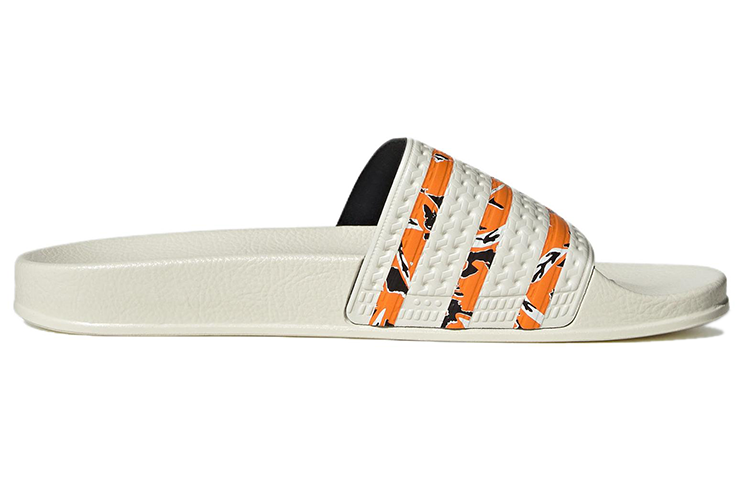 adidas Originals Adilette Slides 'Off White Bright Orange' IE7744 - Image 2