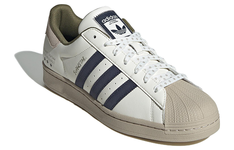 adidas Originals Superstar 'White Beige Navy' IG3852 - Image 3