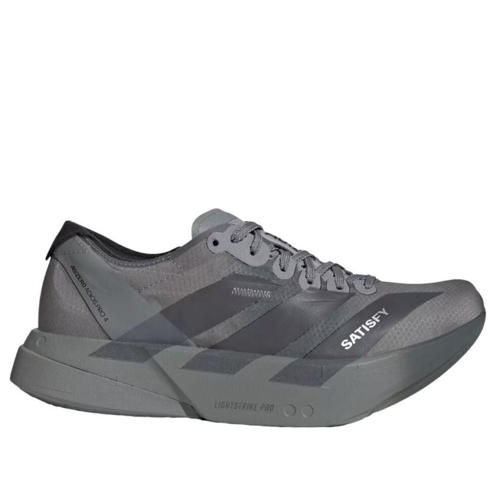 adidas x Satisfy Adizero Adios Pro 4 'Black Grey' KH8439 - Image 2