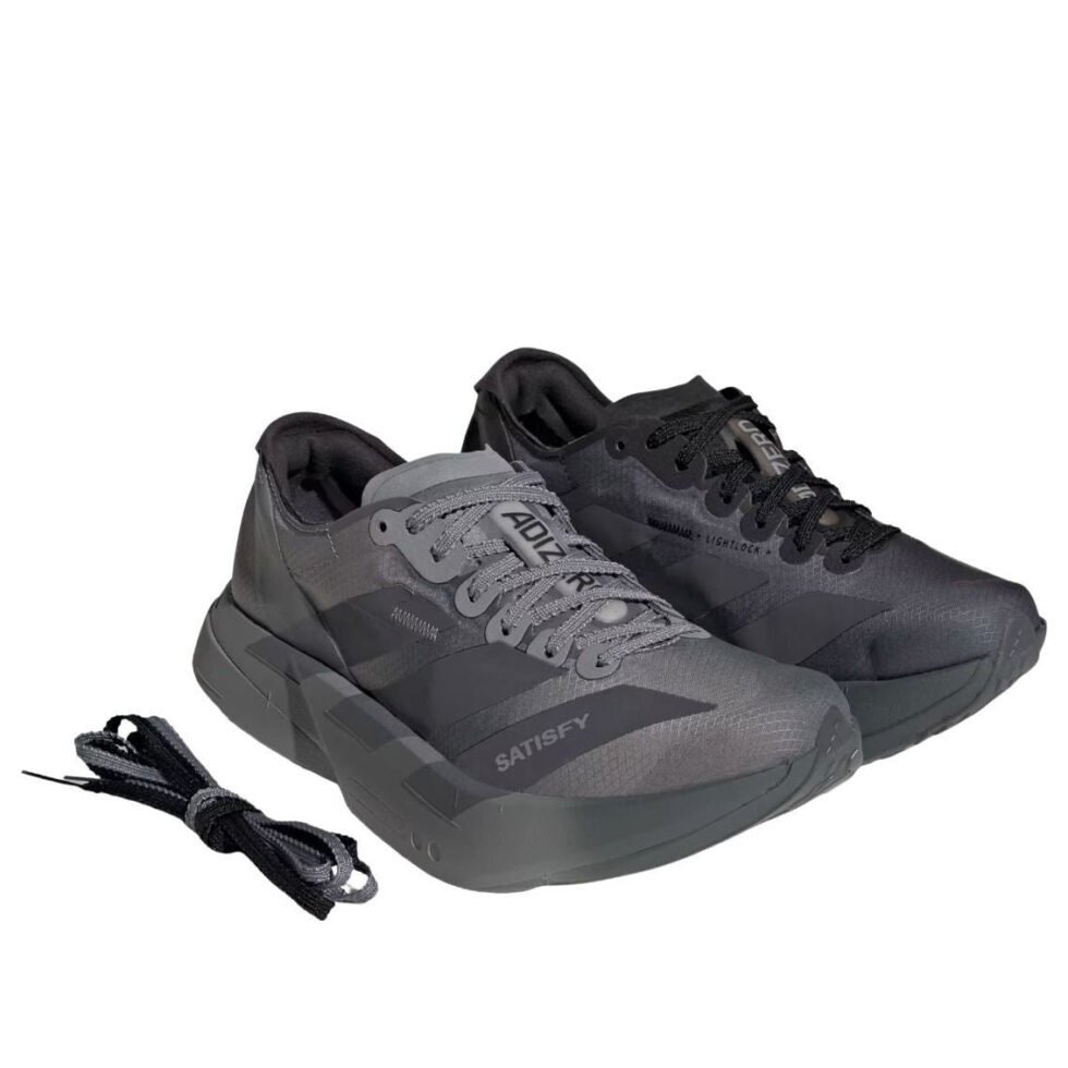 adidas x Satisfy Adizero Adios Pro 4 'Black Grey' KH8439 - Image 3
